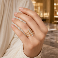 Bague personnalisée en argent sterling 925 plaqué or 14 carats avec diamants de laboratoire multi-rangs, coupe marquise, anneaux superposés pour femmes, bijoux fins