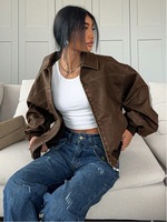 Veste en cuir à manches longues vintage américaine, effet usé, haut, printemps 2025, nouveau style rétro, col châle ample, col mandarin