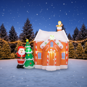 Maison géante en pain d'épices illuminée par des LED, décoration de Noël gonflable pour la cour, 7 pieds, décoration de fête pour l'extérieur, utilisable en intérieur - Product Image 2