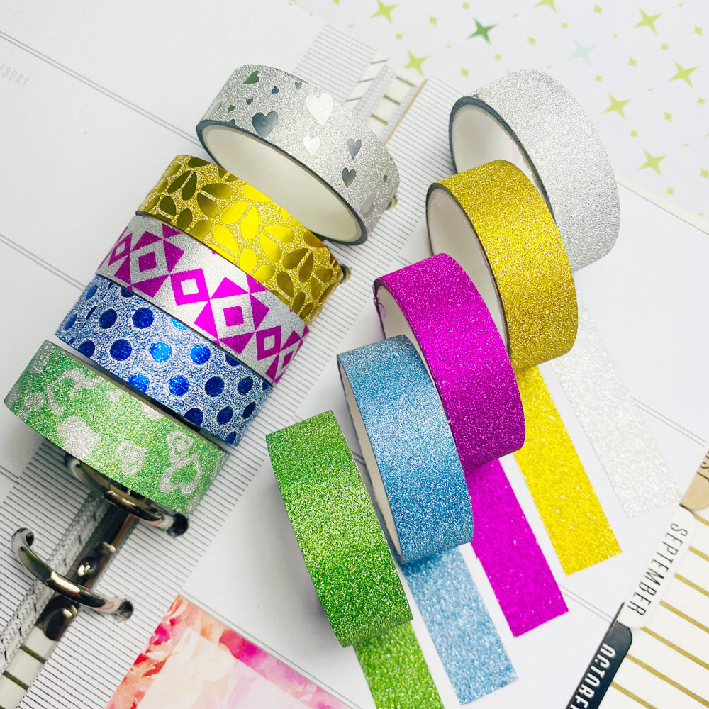 GF New Arrival 10 Rolls Glitter Washi Tape Buy Manufacture DIY Decor Scrapbooking Adhesive Masking Decorative Washi Tape