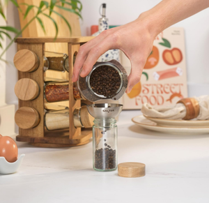Torre Girevole Ecologica in Legno di Acacia per Spezie, Porta Barattoli in Vetro <span class=keywords><strong>Rotante</strong></span> per Erbe e Condimenti da Cucina - Product Image 5