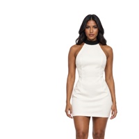 Robe mini pour femme Anjie, col halter contrastant, sans manches, moulante, fabrication sur mesure OEM ODM, marque privée