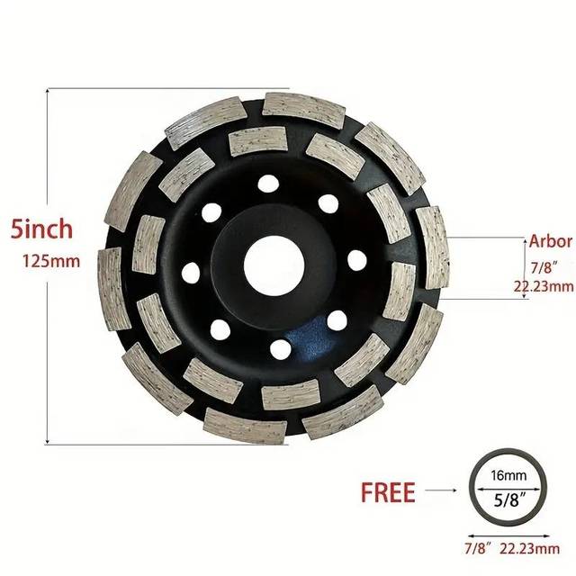 125MM Double Row Diamond Grinding Disc Wheel Metal Bonded Polishing Attachments for Concrete Granite Marble