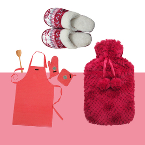 Ensemble populaire de tablier en coton, <span class=keywords><strong>bouillotte</strong></span> en caoutchouc et chaussons - Product Image 1