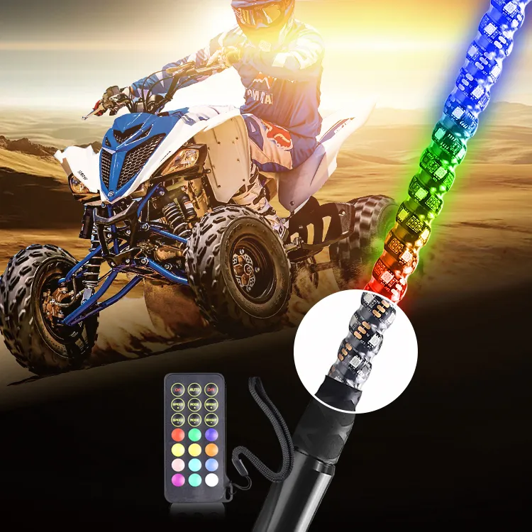 4ft LED Whip with 300 colors and 200 patterns RGB Chasing Color Whip light by remote control for ATV UTV Jeep Off Road SXS