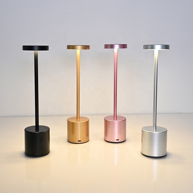Modern Colorful Cordless Dimmable Touch Switch LED Rechargeable Desk Table Light Wireless Hotel Led Table Lamp