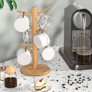 Bamboo <strong>Mug</strong> <strong>Tree</strong> with Thick Base Rotating <strong>Wooden</strong> Coffee <strong>Mug</strong> Holder for Countertop, Sturdy Stand for Large Cups Non-Slip - Product Image 3