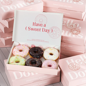 Vente en gros de boîtes à biscuits en papier rose personnalisées de qualité alimentaire emballage de boîte de luxe macarons boulangerie mochi beignet avec sacs en papier - Product Image 4