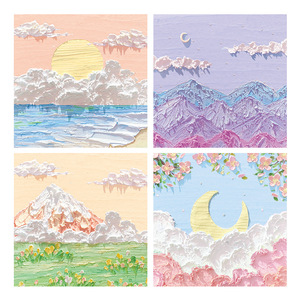 Notes autocollantes 3D style peinture à l'huile paysagère coréenne, bloc-notes adhésif japonais très esthétique pour journal, bureau et usage quotidien - Product Image 5