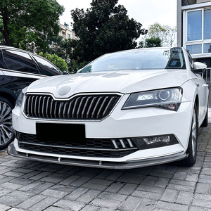 Amp-Z Skoda Superb B8 Front Bumper Lip Splitter 2016-2018 Matte Piano Black Carbon Fiber Texture Tuning Style - Product Image 1