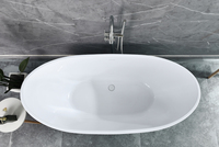 Contemporain Moderne Luxe Intérieur Adultes Autoportant Acrylique Ovale Rectangle Blanc Surface Solide Egouttoir Portable pour Hôtels