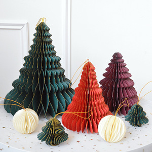 Christmas Tree Decoration Window Decoration Honeycomb Origami Colorful Christmas Tree Shape Hanging Decoration - Product Image 4
