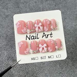 <span class=keywords><strong>Court</strong></span> Carré Acrylique 3D Fleur Nude Style Français Faux Ongles Acrylique Réutilisable Personnalisé À La Main Presse sur <span class=keywords><strong>Nail</strong></span> <span class=keywords><strong>Art</strong></span> - Product Image 4
