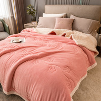 Promotion Couverture polaire en flanelle 100% polyester double couche avec motif floral et solide Sherpa