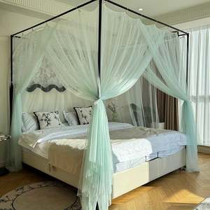 <b>Princess</b> Lace Mosquito Net Full Size 4 Corners Canopy <b>Bedding</b> for Bedroom Dormitory Protection - Product Image 2