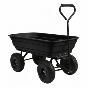 Chariot de jardin en polyéthylène 37x8.27x20 pouces avec pneus pneumatiques de 10 pouces pour le transport de terre, paillis, gravier, bois de chauffage, breveté, capacité de 600 lb, ODGGAR025 - Product Image 1