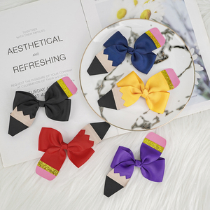 Fermagli per capelli con fiocco <span class=keywords><strong>a</strong></span> matita per il ritorno <span class=keywords><strong>a</strong></span> scuola, accessori per capelli per bambini e neonati, fiocchi da cheerleader per studentesse, festa di benvenuto - Product Image 5