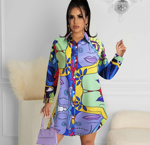 King Mcgreen Star Camisas <span class=keywords><strong>de</strong></span> moda Blusas Estampado elegante Suelto Largo Botón arriba Top <span class=keywords><strong>de</strong></span> manga larga Casual Vintage Camisas Blusa <span class=keywords><strong>de</strong></span> <span class=keywords><strong>vestir</strong></span> - Product Image 2
