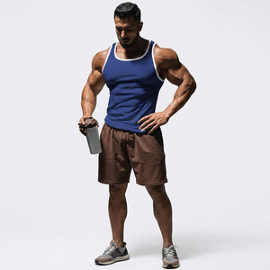 Débardeur col rond uni, débardeur basique, sous-vêtement en coton, vêtements de sport décontractés, débardeur de sport pour homme - Product Image 1