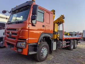 China Factory Howo 10 Wheelers Cargo Truck With Knuckle Boom Crane