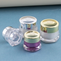 Pot à crème en acrylique à double paroi 5g 10g 30g, pot à crème pour le visage, conteneur pour crème de nuit avec couvercles dorés, pot en plastique vide pour cosmétiques