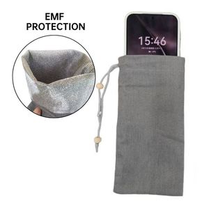 Pochette de téléphone personnalisée en acier inoxydable avec doublure en fibre argentée, cordon de serrage, sac anti-ondes EMF Faraday pour femmes enceintes - Product Image 4