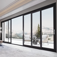 Porte coulissante en verre moderne pour villa, design contemporain, étanche, isolée, double vitrage trempé, sécurisée, en aluminium