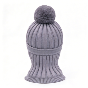 ACE <b>Pom</b> <b>Pom</b> Brim Beanie <b>Hat</b> with Brim Rib Knit <b>Hat</b> Fleece Lined Zipper Neck Warmer Face Cover Outdoor Ski Cycling - Product Image 6
