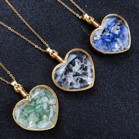 Collier en chaîne serpent avec pendentif bouteille à vœux en pierre naturelle, cristal, turquoise, tourmaline - Cadeau pour hommes, femmes, unisexe