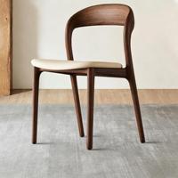 Chaise de salle à manger en bois massif à dossier incurvé de style nordique, chaise d'appoint en bois minimaliste