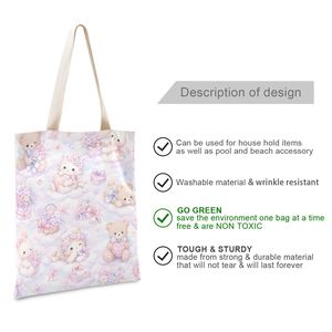 Bolsa de Mano de Poliéster Ligera con Estampado de Lindos Animales en Forma de Nube, para Mujeres y Niñas, con Logotipo Personalizado, Venta al Por Mayor - Product Image 3