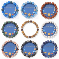 Ensemble de bracelets en pierre de lave véritable, perles de pierres précieuses, bijoux ajustables en pierre naturelle, vente en gros, bracelets personnalisés pour femmes