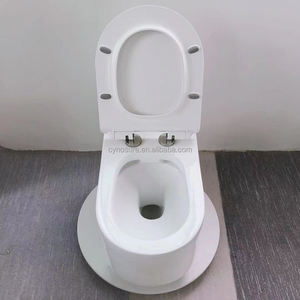 WC suspendu sans bride de haute qualité, en céramique blanche brillante, avec fonction bidet chaud et froid intégrée - Product Image 5