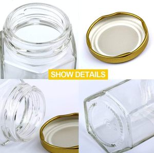 Suministro de Fábrica: Frascos de Vidrio Transparentes Redondos Vacíos de 5oz, 8oz, 12oz, 17oz al por Mayor con Tapas Metálicas Doradas para Azúcar y Alimentos para Bebés - Product Image 3