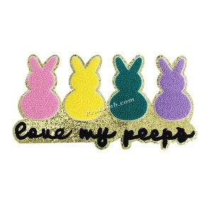 Parches personalizados de moda <span class=keywords><strong>Big</strong></span> Bling Iron on Colorful Happy Easter Sequin Patch para <span class=keywords><strong>mujer</strong></span> chica Sudadera con capucha ropa - Product Image 3