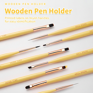 Kit de 10 pinceaux à gel pour ongles avec manche en bois, logo personnalisé, stylos multifonctions pour la manucure DIY en salon - Product Image 4