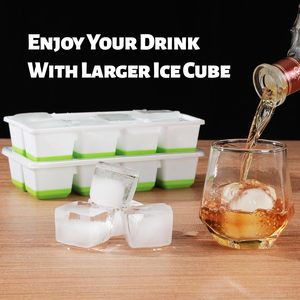Bandeja de cubitos de hielo cuadrada con tapa Moldes de cubitos de hielo grandes de grado alimenticio sin BPA Cubos de hielo de silicona grandes - Product Image 2