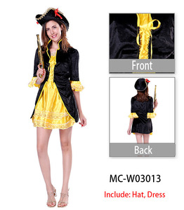 Disfraz <span class=keywords><strong>de</strong></span> Halloween, disfraz <span class=keywords><strong>de</strong></span> pirata para mujer adulta, vestido <span class=keywords><strong>de</strong></span> pirata dorado Noble para mujer, diseño elegante para fiesta - Product Image 3