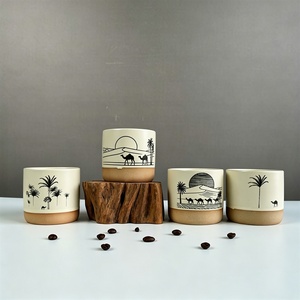 Tazza da Caffè in Ceramica a Righe Bianche e Nere Stile Deserto, Tazze in Stile Mediorientale all'Ingrosso - Product Image 4