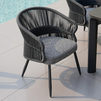Ensemble de meubles d'extérieur de luxe en aluminium Lion Design, table de salle à manger moderne pour patio et jardin, chaises en corde, imperméables et écologiques