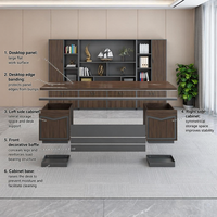 Bureau de direction de luxe moderne de grande taille en forme de L avec armoire latérale pour le bureau du PDG