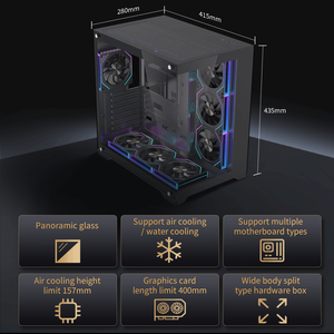 LOVINGCOOL Acrílico de gran tamaño con vista al mar Habitación <span class=keywords><strong>PC</strong></span> Estuche EATX Estuches para computadora Torres Gabinete para juegos 360mm Enfriador líquido Diez ventiladores - Product Image 3