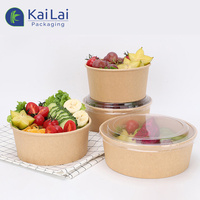 Bol à soupe de nouilles écologique de 1000 ml, bol à salade en papier kraft biodégradable, bol de service jetable avec couvercle, produit le plus vendu