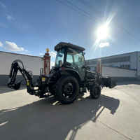 Trattore Agricolo AOYU 50 HP 4WD Diesel con Cabina Chiusa, Caricatore Frontale, Retroescavatore Idraulico Posteriore, Trasmissione a Ingranaggi - Multifunzionale