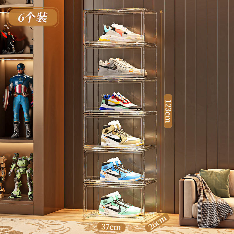 Side-opening transparent shoe box [pack of six]