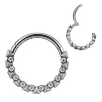 GZN Anneau à segments articulés en titane avec CZ entre les clous de coupe triangulaire Anneau de nez Boucle d'oreille Piercing Bijoux de corps en gros