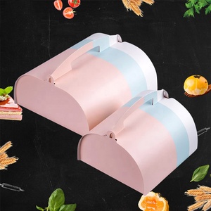 Omzl — boîte rectangulaire personnalisée pour emballage alimentaire, emballage à gâteaux en papier rose avec poignée, pour <span class=keywords><strong>mariage</strong></span>, anniversaire, vente en gros - Product Image 4