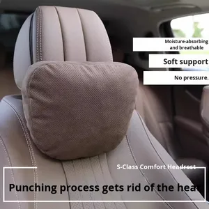 Appui-tête de voiture en daim soutien <span class=keywords><strong>lombaire</strong></span> pour <span class=keywords><strong>Mercedes</strong></span> S confortable perforé respirant cou oreiller intérieur <span class=keywords><strong>coussin</strong></span> voiture oreiller paire - Product Image 2