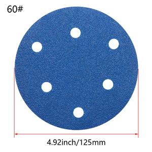 Papel de lija azul de gancho y bucle de 5 pulgadas, discos de lijado abrasivos de película de grano 80, disco de papel de lija húmedo y seco - Product Image 2