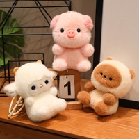 Peluche lestée en forme d'animal (pingouin, mouton, poulet) de 15 cm pour petit chien, jouet décoratif, cadeau de ferme, souvenir
